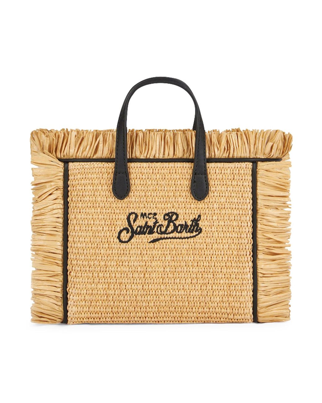 Vanity mini borsa in paglia con ricamo di Mc2 Saint Barth in Neutro Lyst