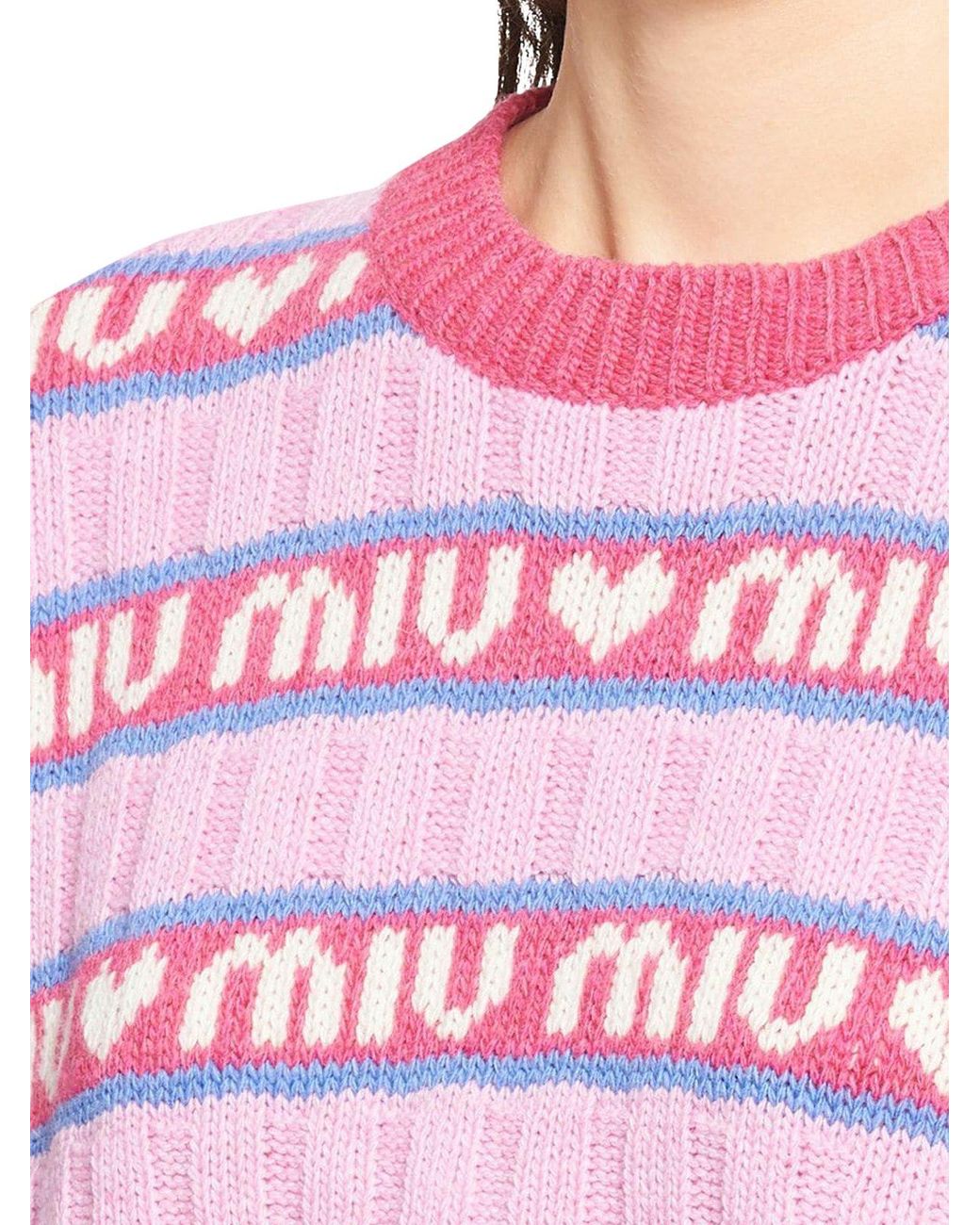 Miu Miu All-over Logo Jumper in Pink | Lyst