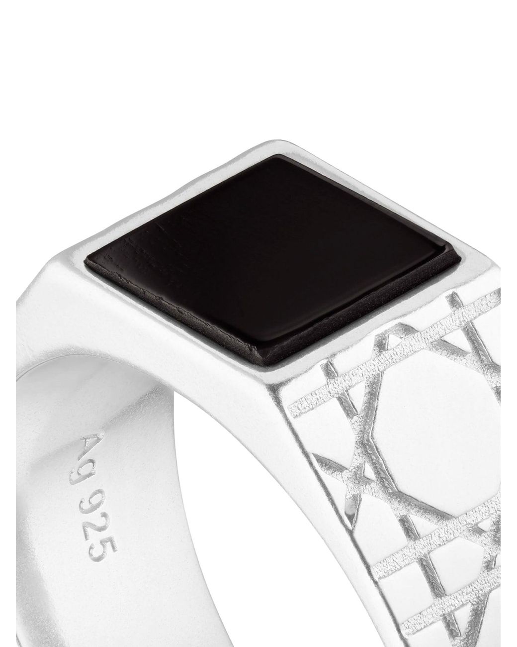Dior Cannage Signet Ring in White for Men | Lyst
