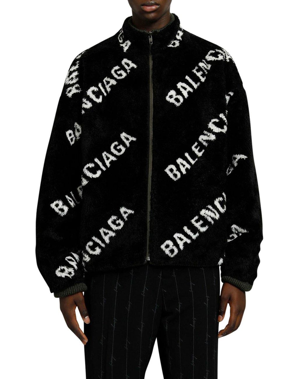 Balenciaga Ribbed Knit Reversible Jacket in Black for Men Lyst