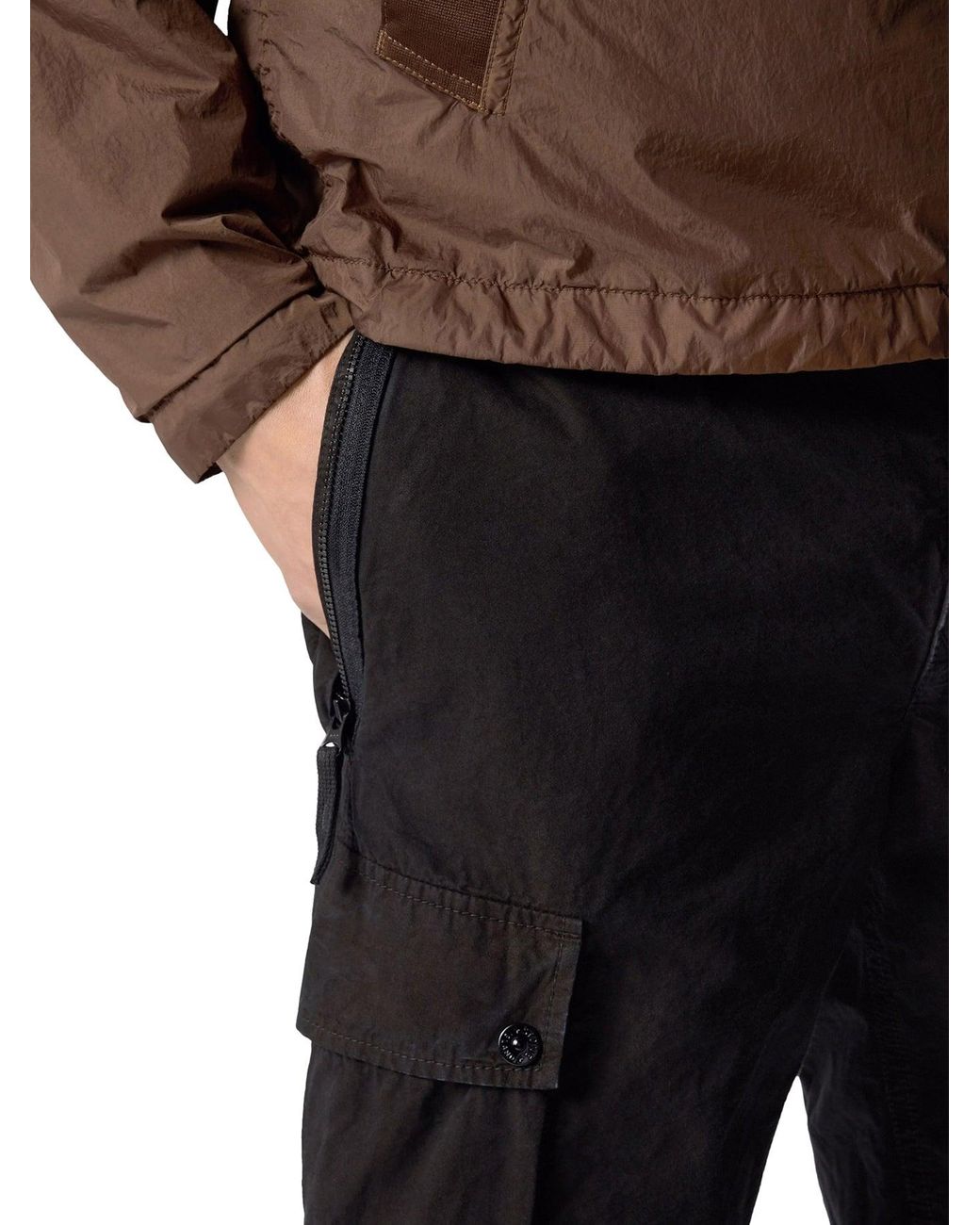 Stone Island Black Slim Fit Cargo Shorts for men