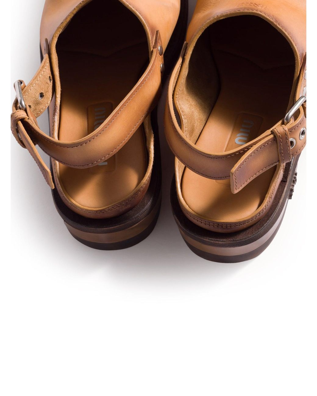 Miu Miu Brown Leather Foule Sabot