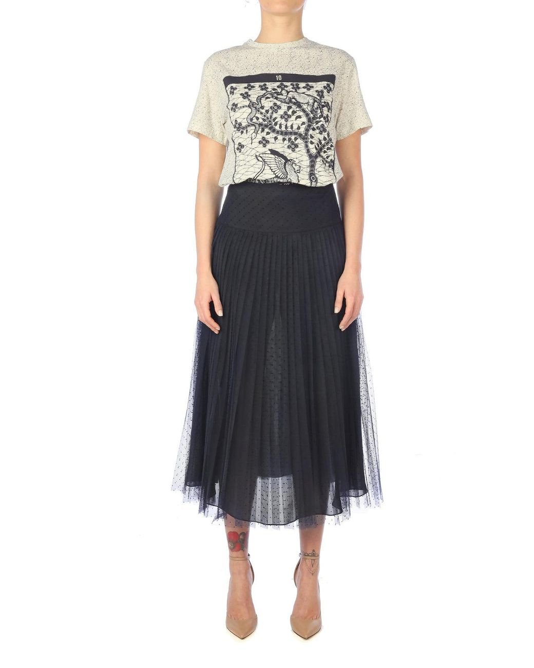 Dior Tulle Pleated Skirt in Blue | Lyst