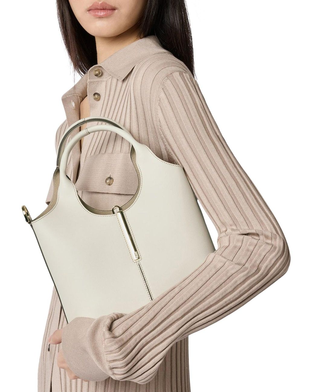 Tod's White Mini Leather Tote Shopping Bag