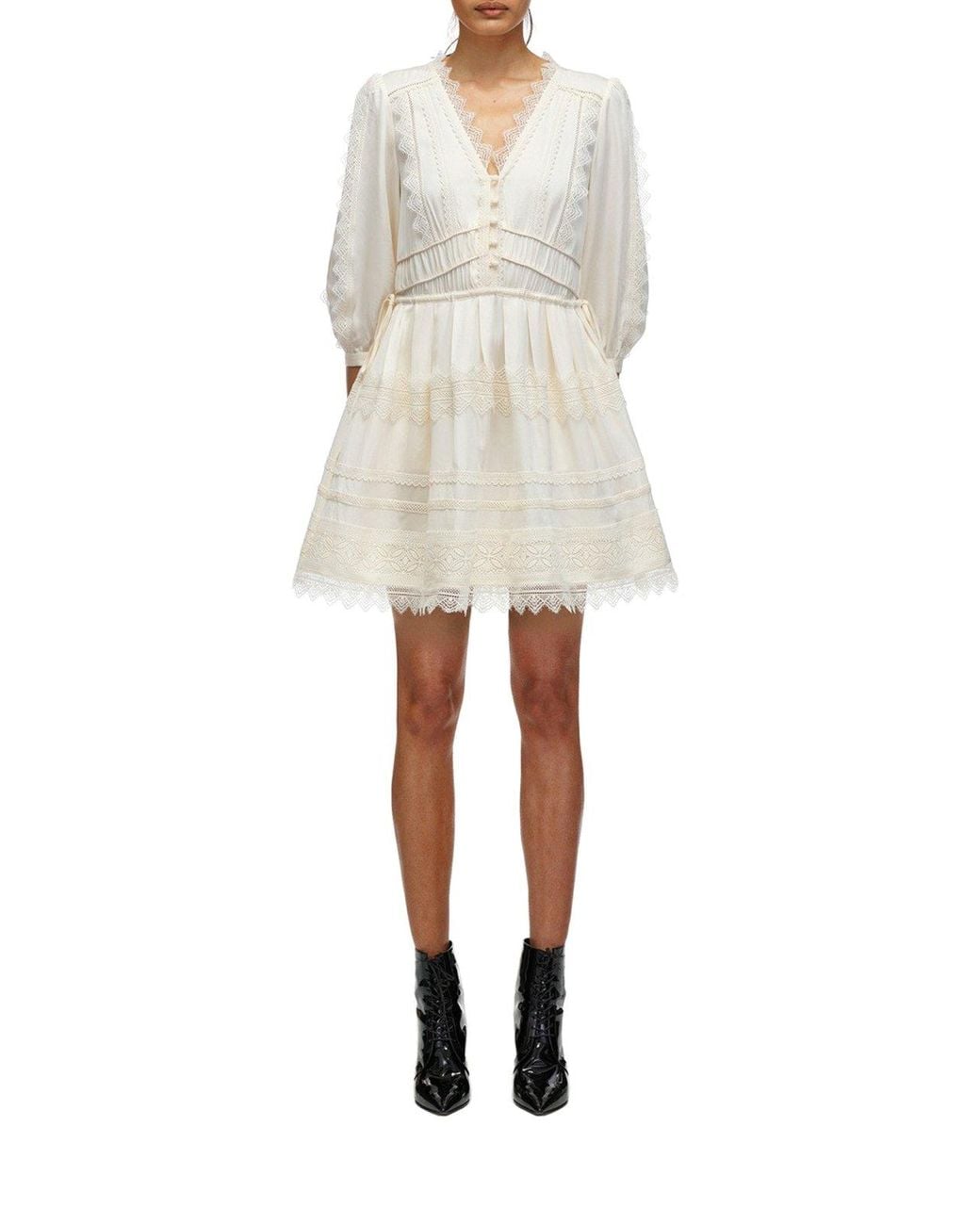 chinese dress ladies Cream Organza Lace Mini Dress – self-portrait-US
