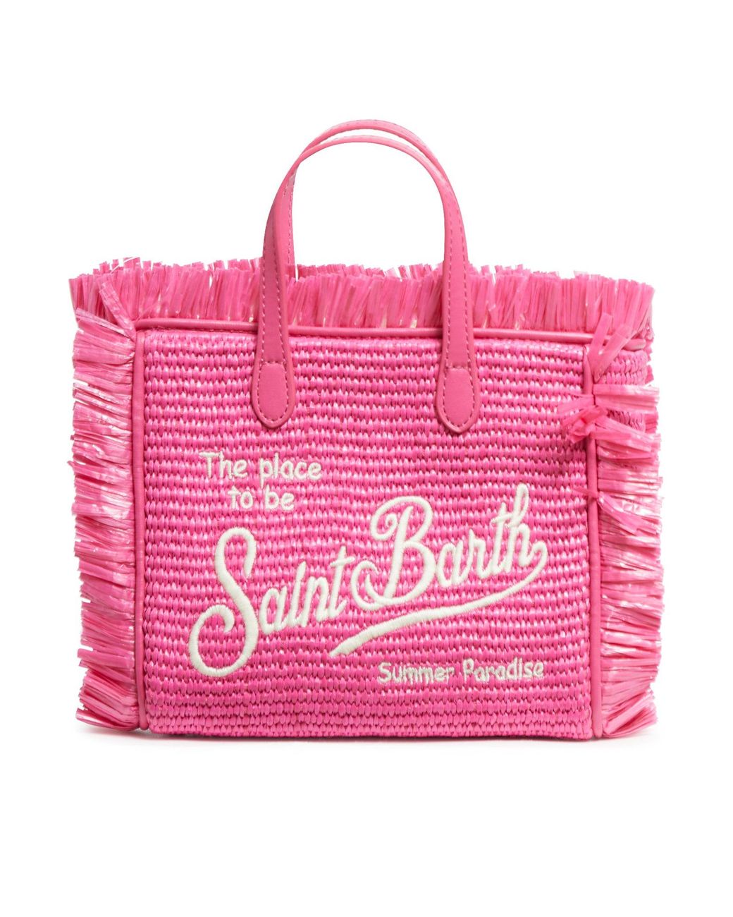 MC2 Saint Barth Straw bag with front embroidery and fabric handles