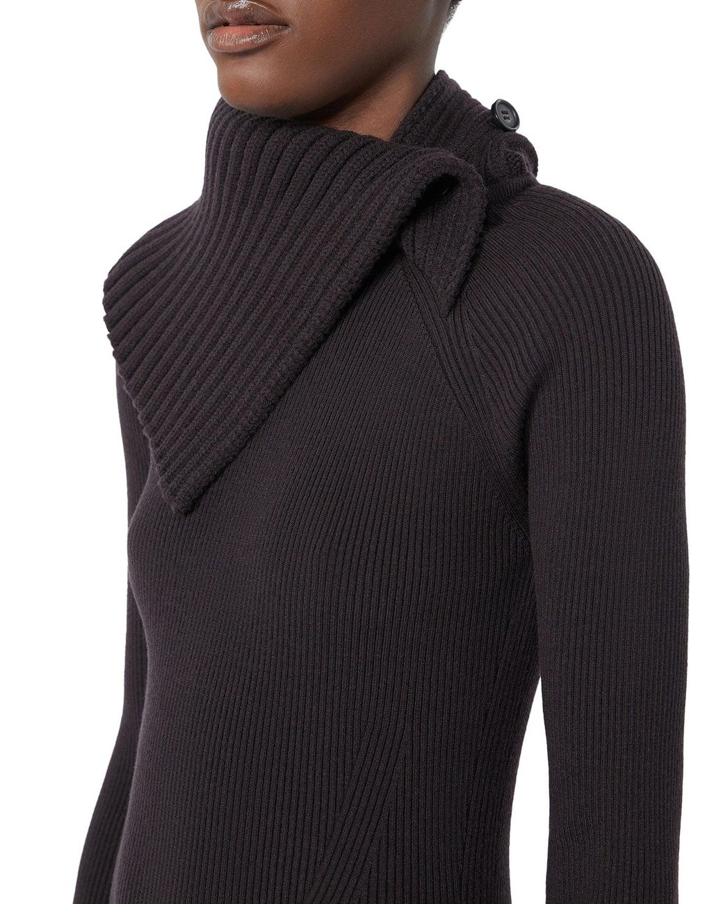 Sportmax Black Fitted Stretch Wool Sweater