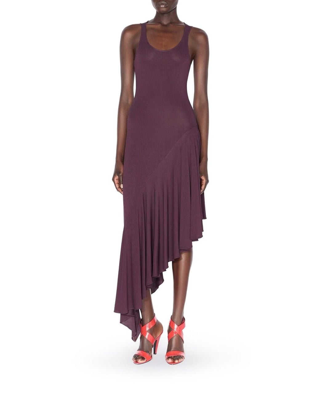Alaïa Purple Asymmetrical Fluid Jersey Dress