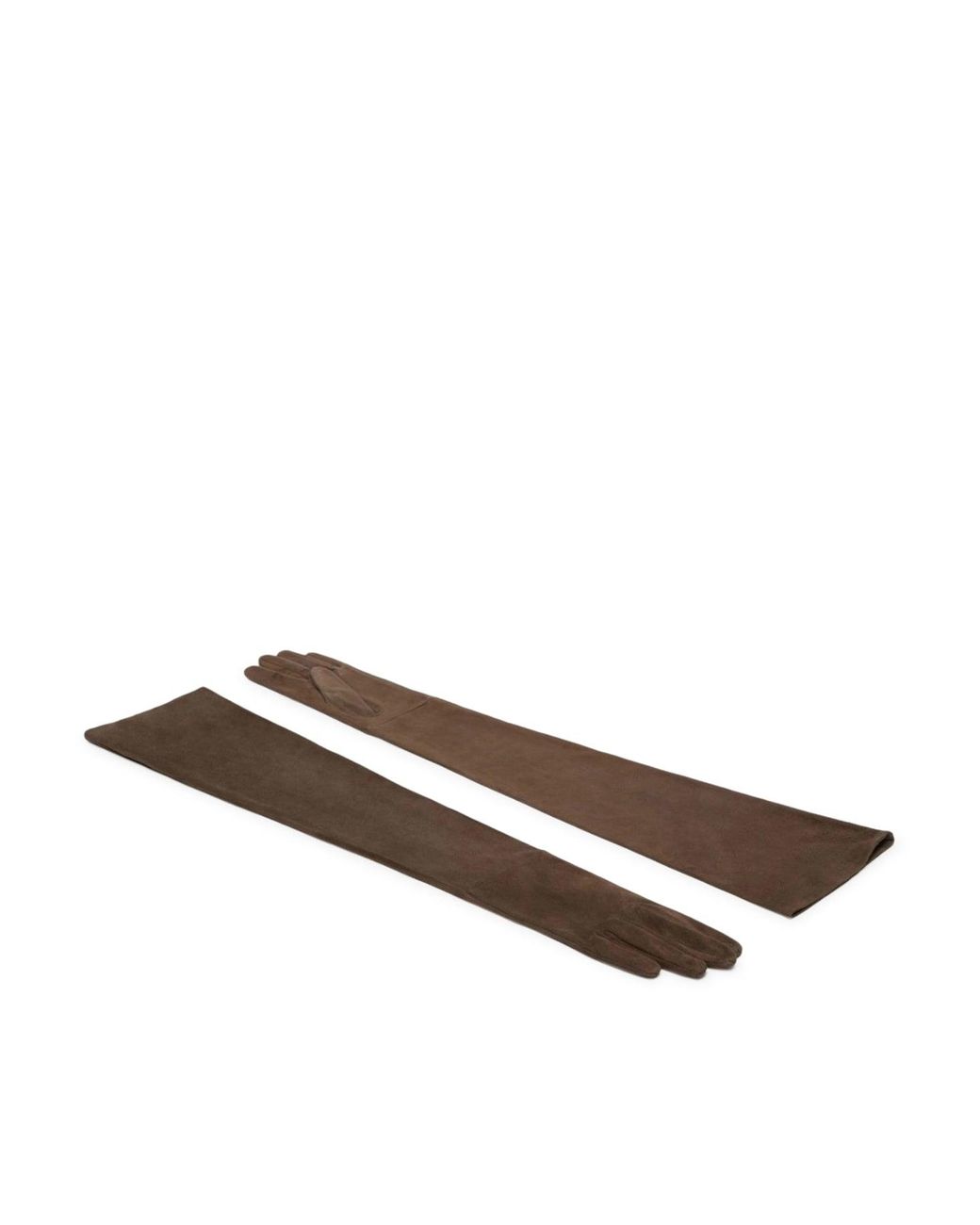 Max Mara Brown Long Suede Gloves