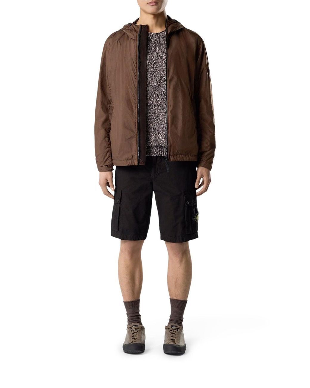 Stone Island Black Slim Fit Cargo Shorts for men