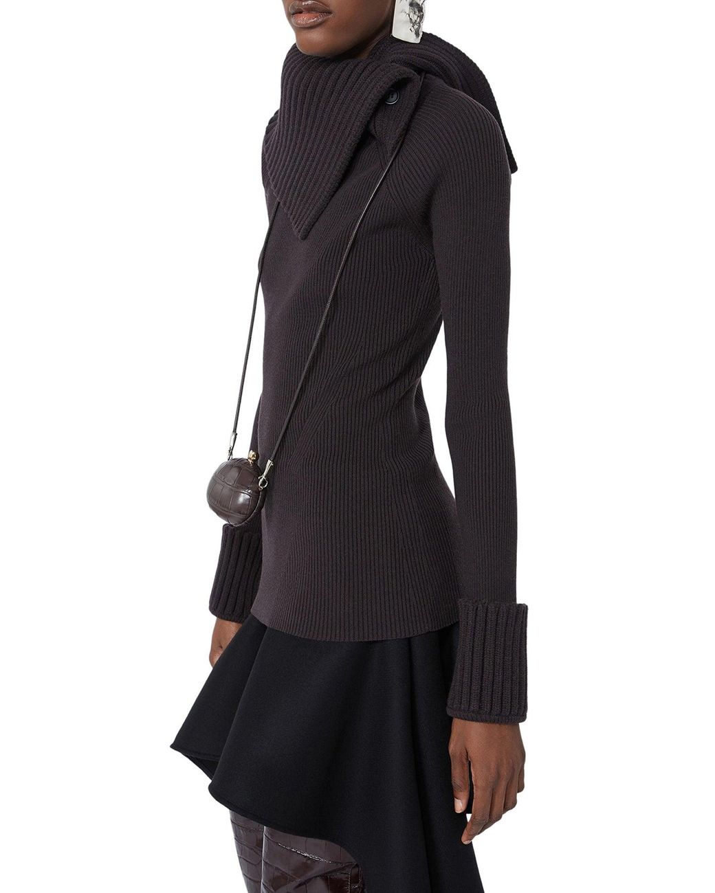 Sportmax Black Fitted Stretch Wool Sweater
