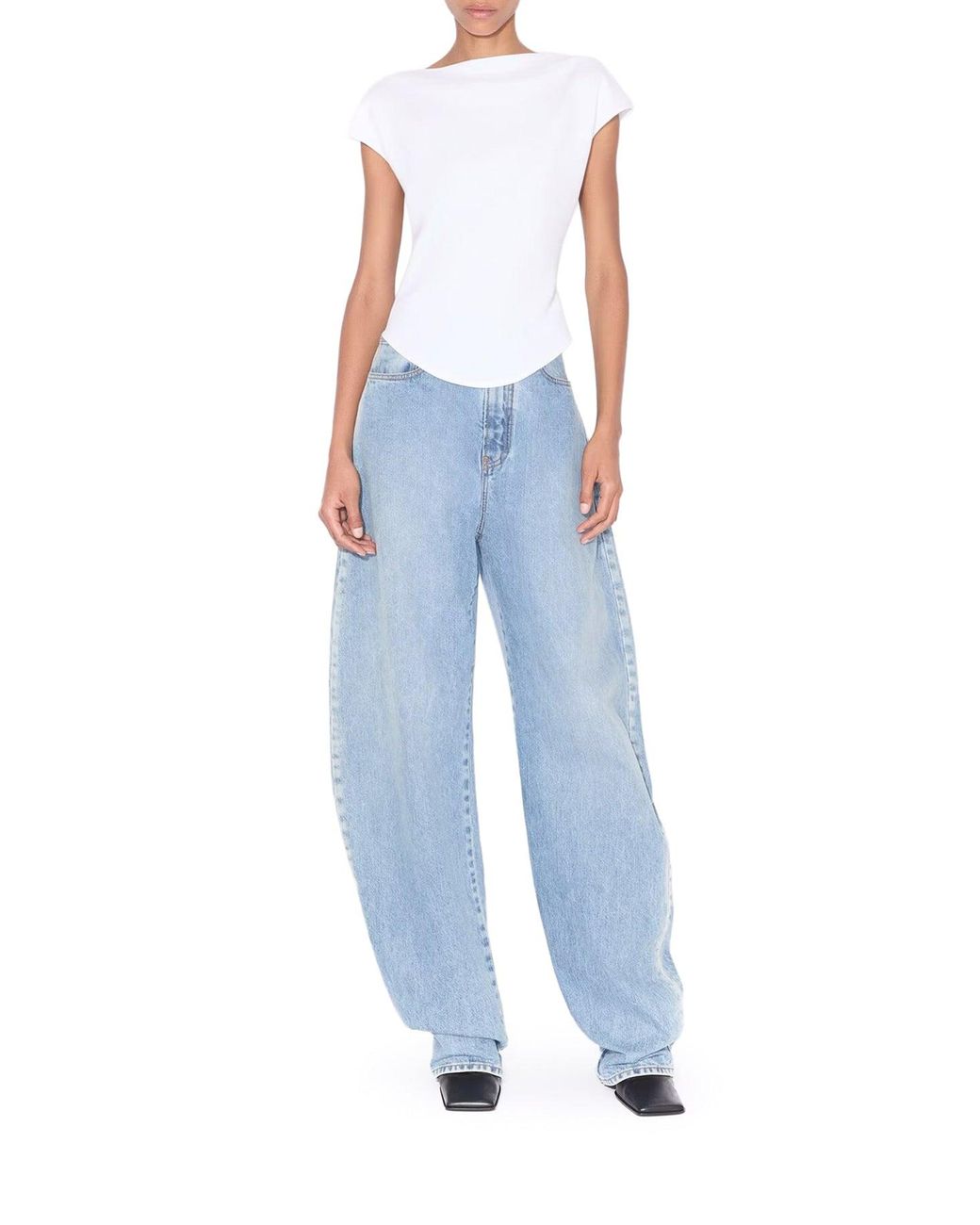 Alaïa White Cotton T-Shirt With Cap Sleeves
