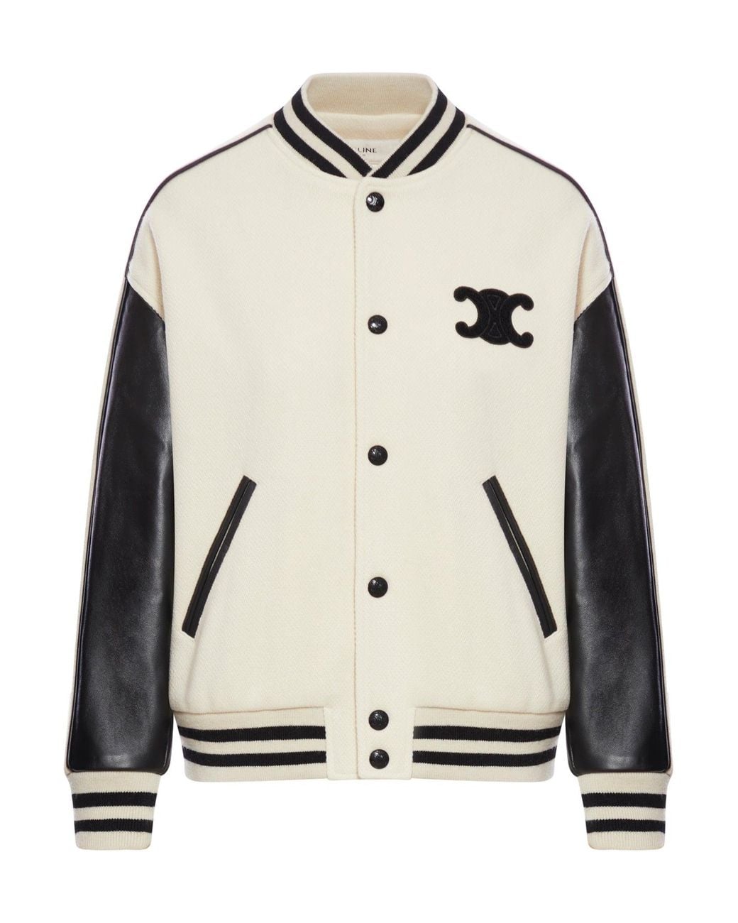 Celine Triomphe Two-Material Teddy Jacket in Natural | Lyst UK