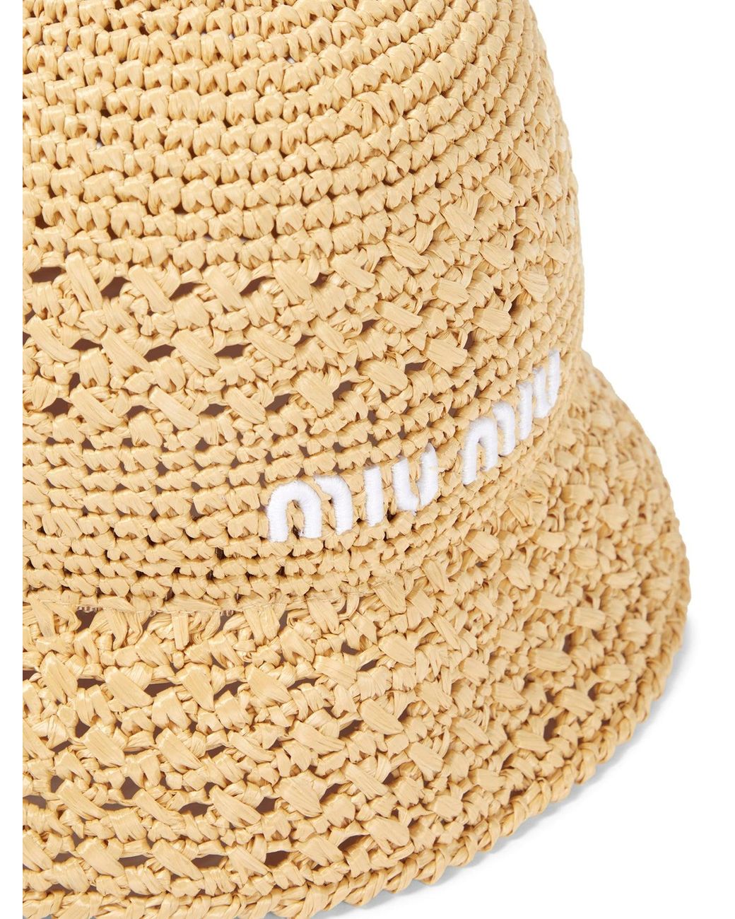 Miu Miu Woven Fabric Hat in Natural | Lyst