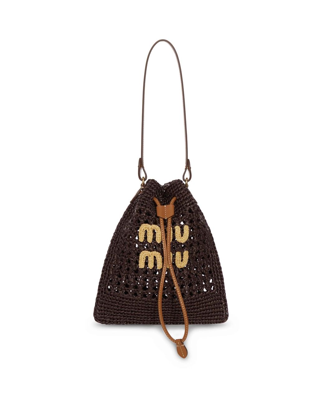 Miu Miu Mini Woven Fabric Bag in White | Lyst