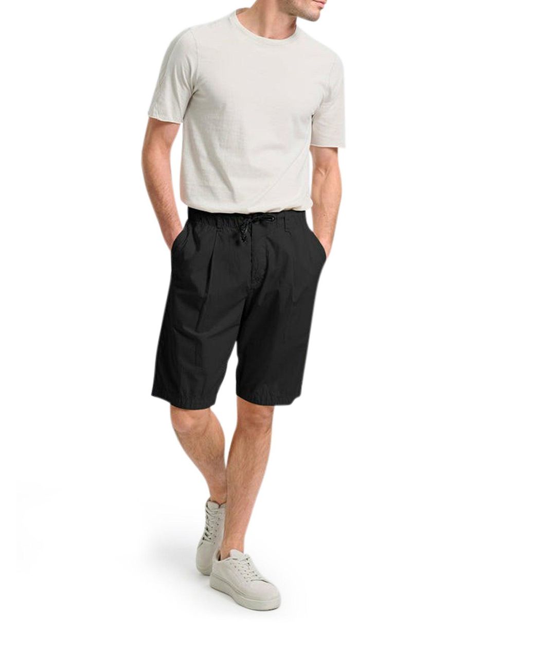 Transit Blue Lightweight Cotton Bermuda Shorts With Drawstring for men