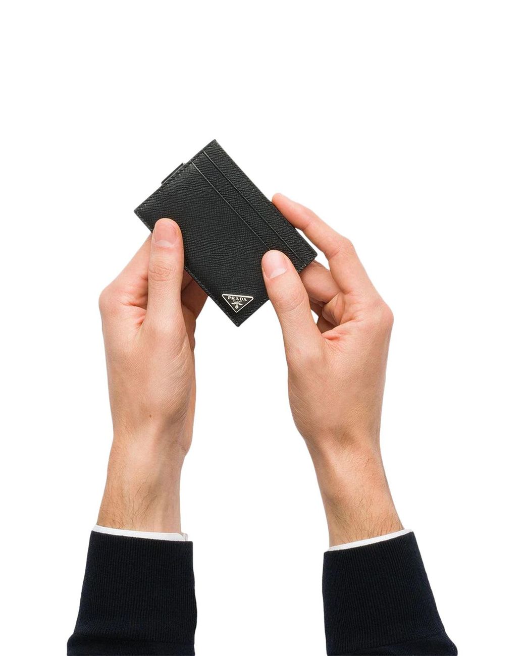Prada Money Clip Cardholder in Black for Men Lyst UK
