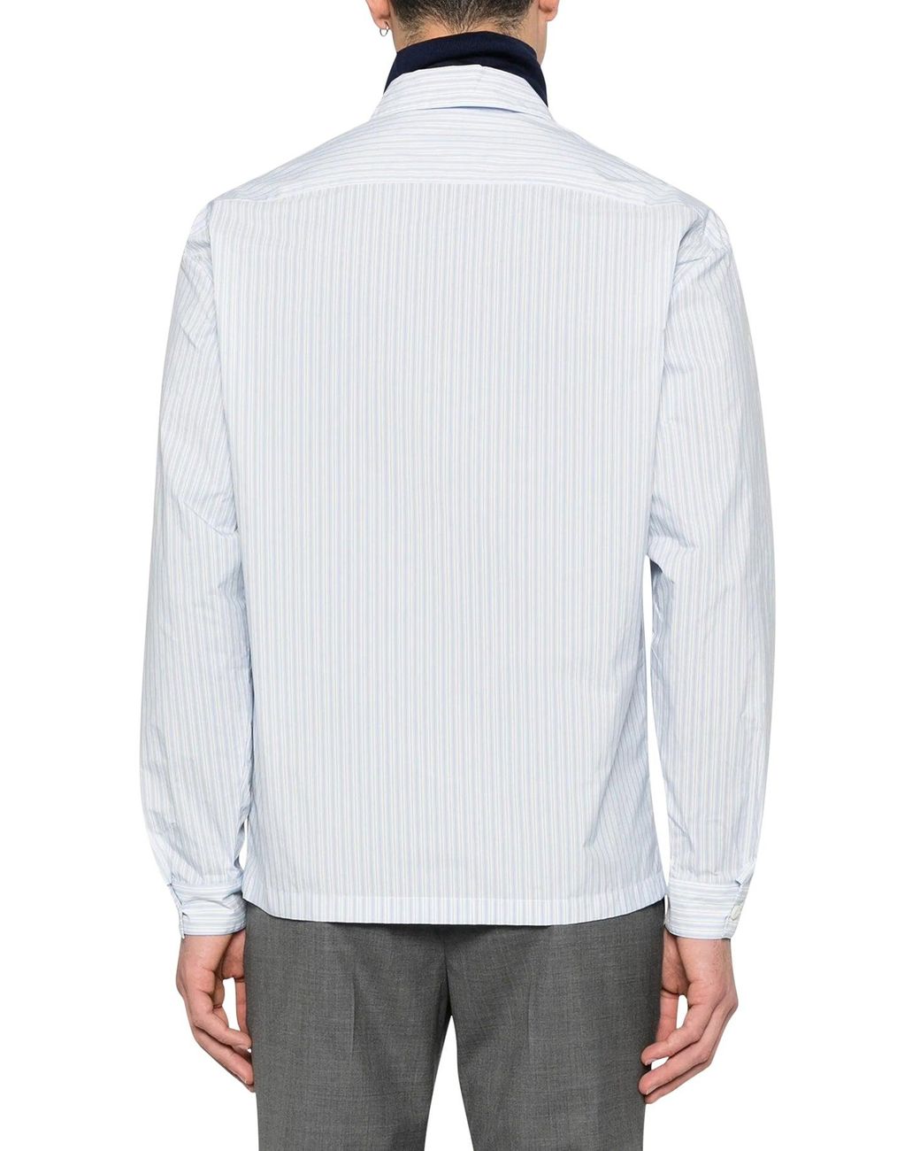 Prada White Technical Fabric Shirt With Striped Pattern for men