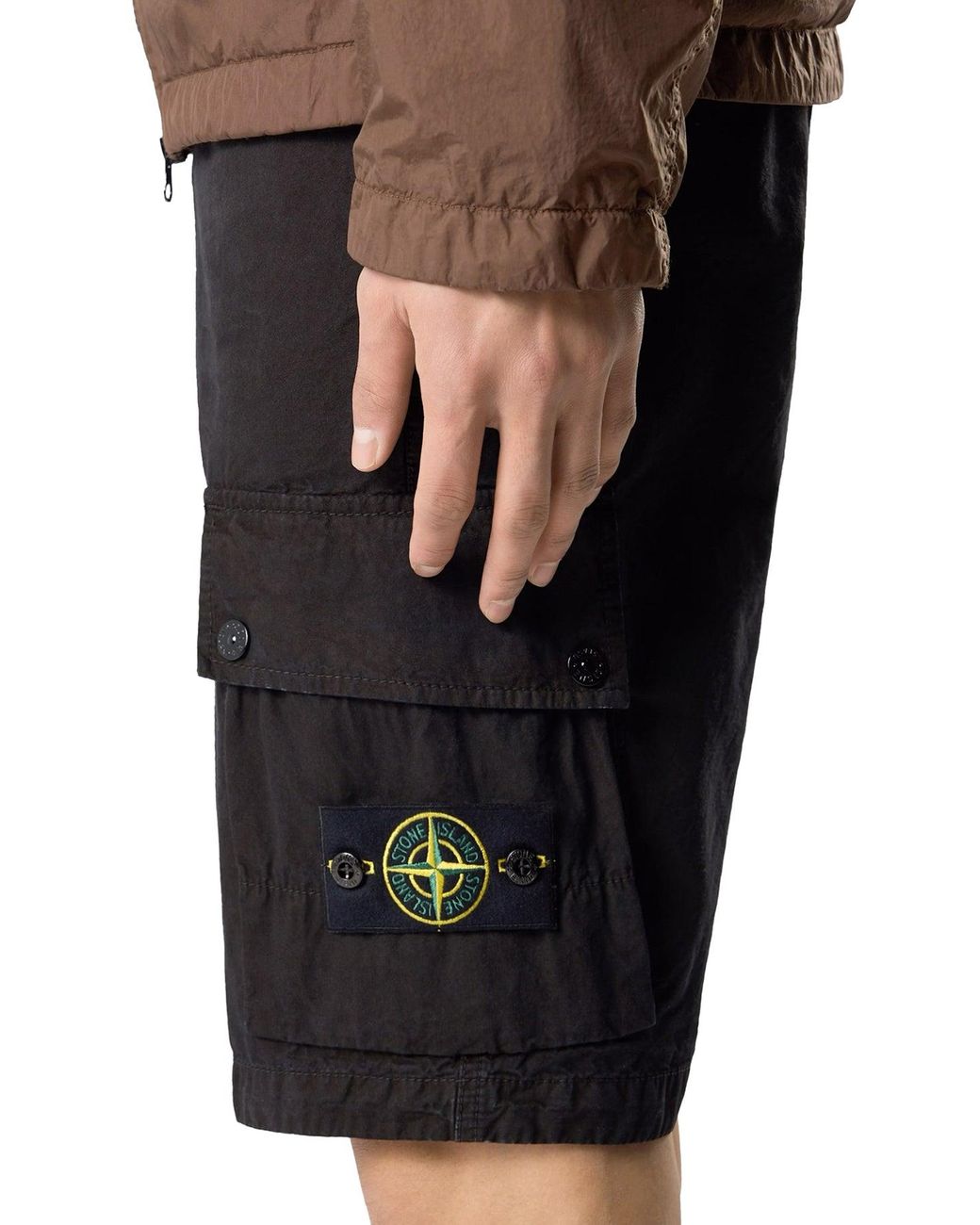 Stone Island Black Slim Fit Cargo Shorts for men