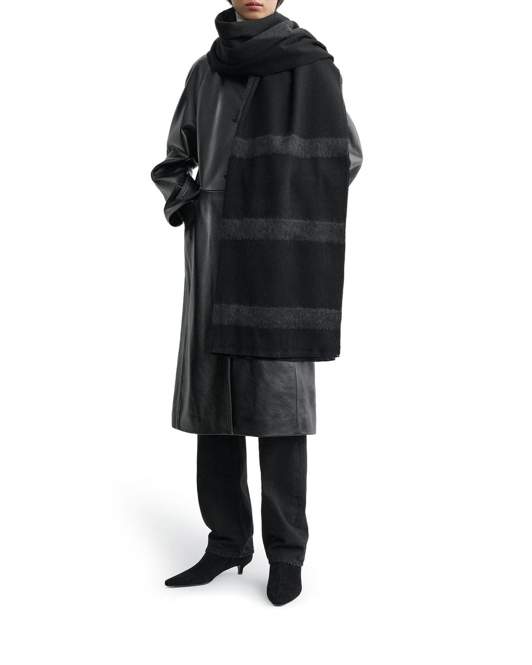 Totême Black Monogram Twill Scarf