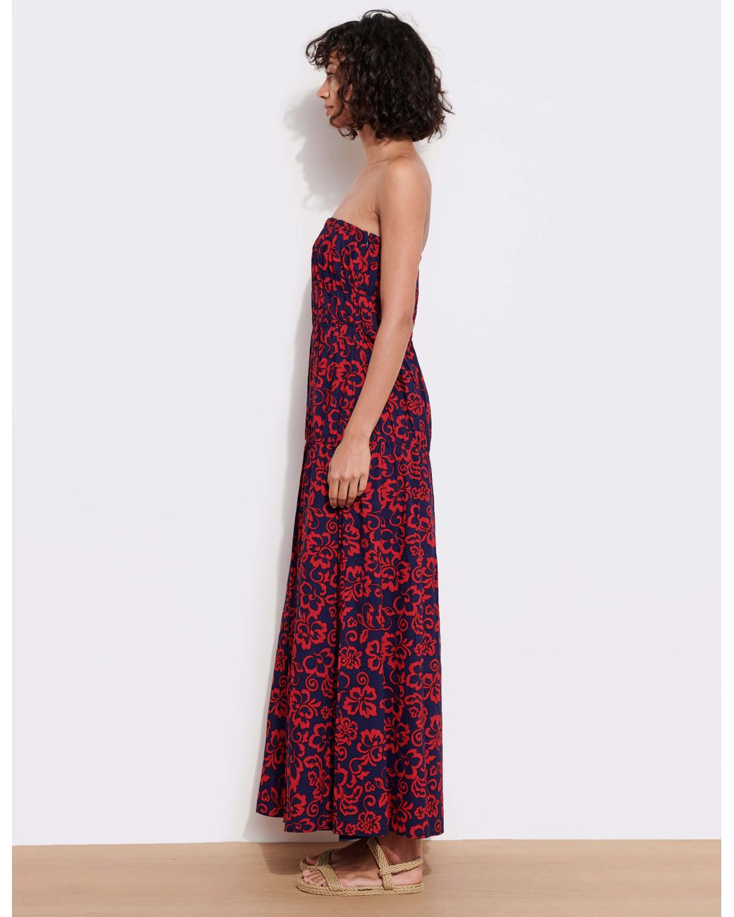 Sundry Cotton Aloha Floral Strapless 