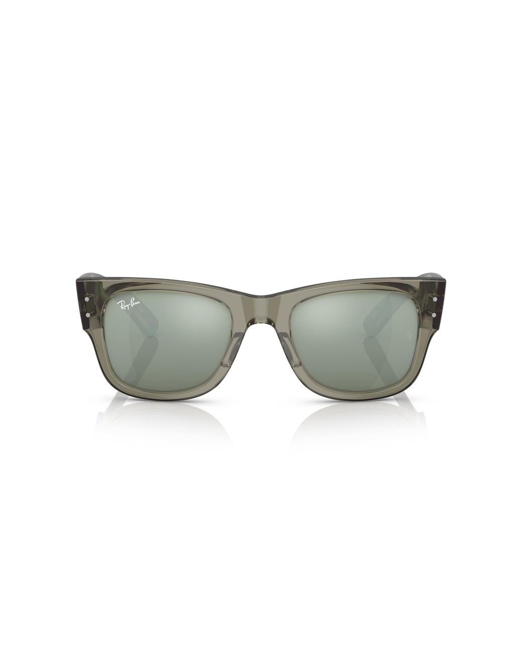 Ray-Ban Black Mega Wayfarer Sunglasses Striped Green Havana Frame Silver Lenses 52-21