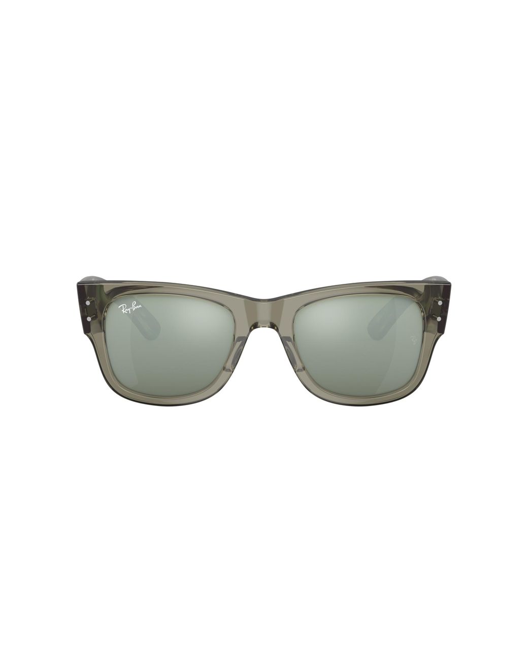 Ray-Ban Black Mega Wayfarer Sunglasses Striped Green Havana Frame Silver Lenses 52-21