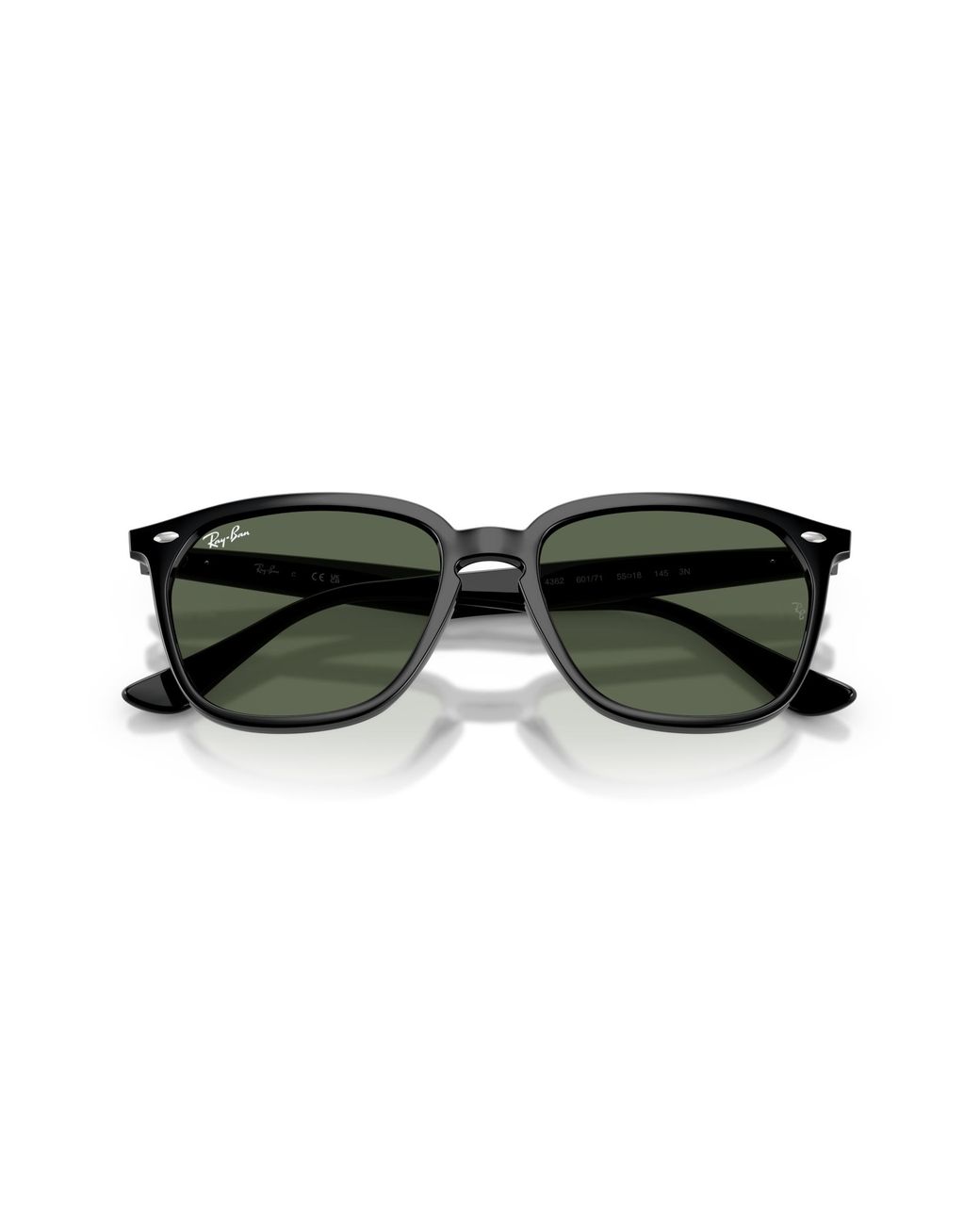Ray-Ban Black Rb4362f Low Bridge Fit Square Sunglasses