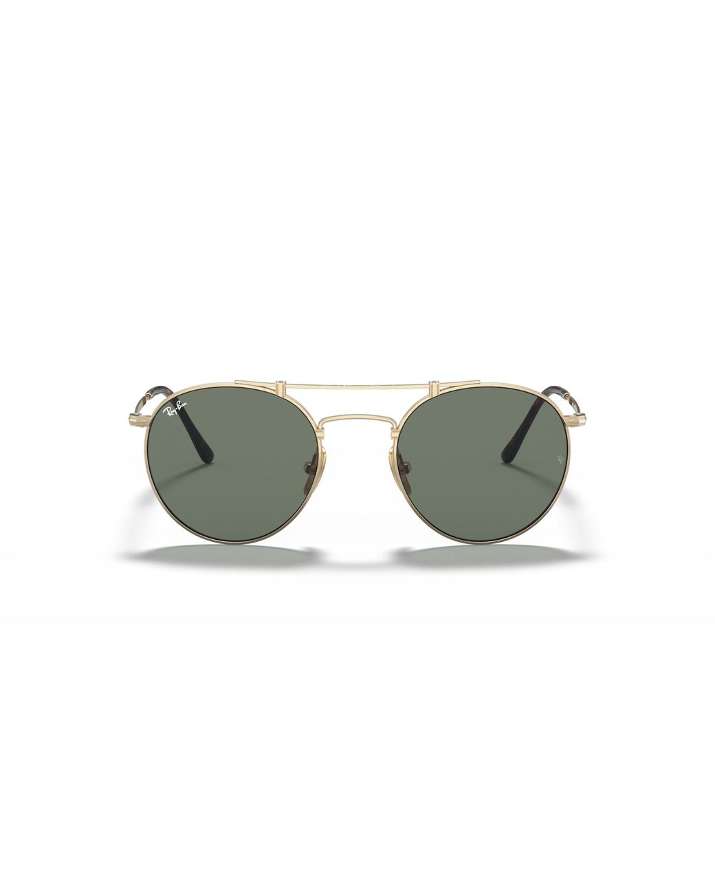 Ray-Ban Multicolor Sunglasses Unisex Round Double Bridge Titanium - Gold Frame Green Lenses 50-21