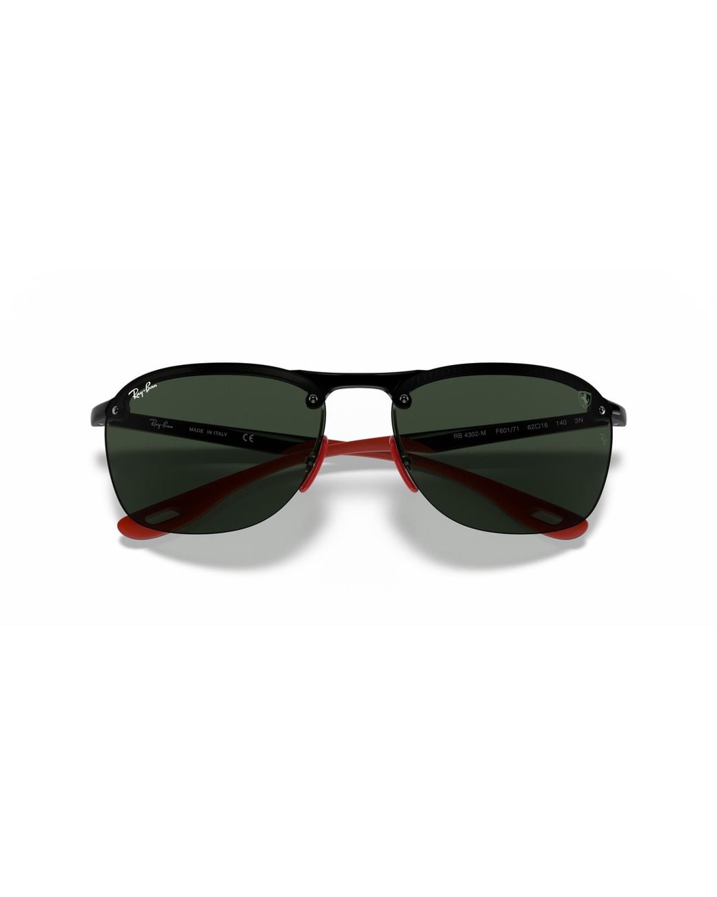 Ray-Ban Sunglasses Man Rb4302m Scuderia Ferrari Collection - Black Frame Green Lenses 62-16 for men
