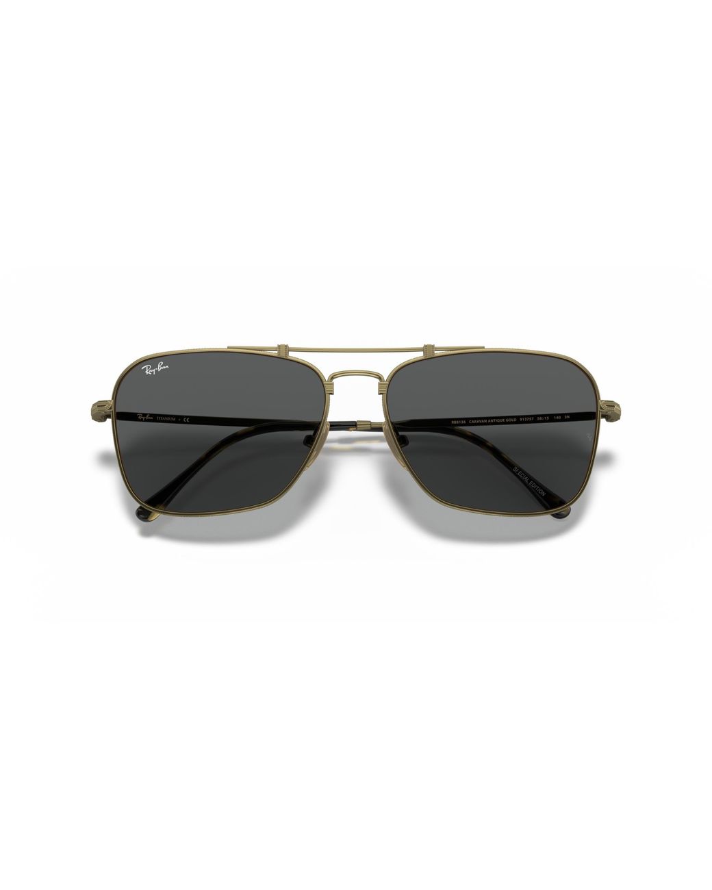 Ray-Ban Multicolor Sunglasses Unisex Caravan Titanium - Antique Gold Frame Grey Lenses 58-15