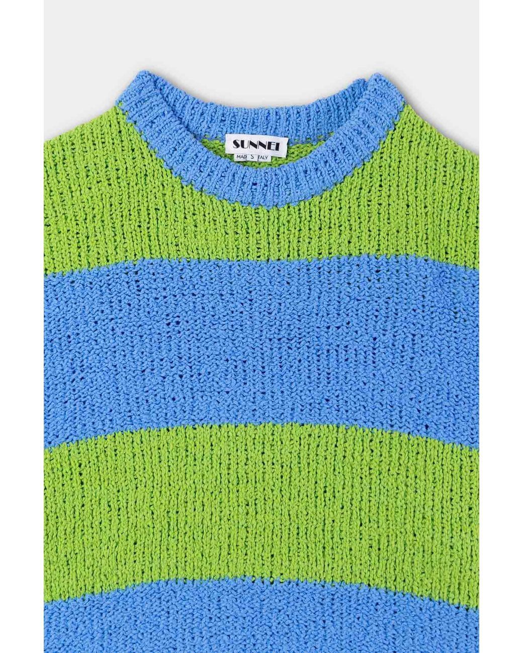 Sunnei Knitted Jumper / Azure & Green in Blue | Lyst