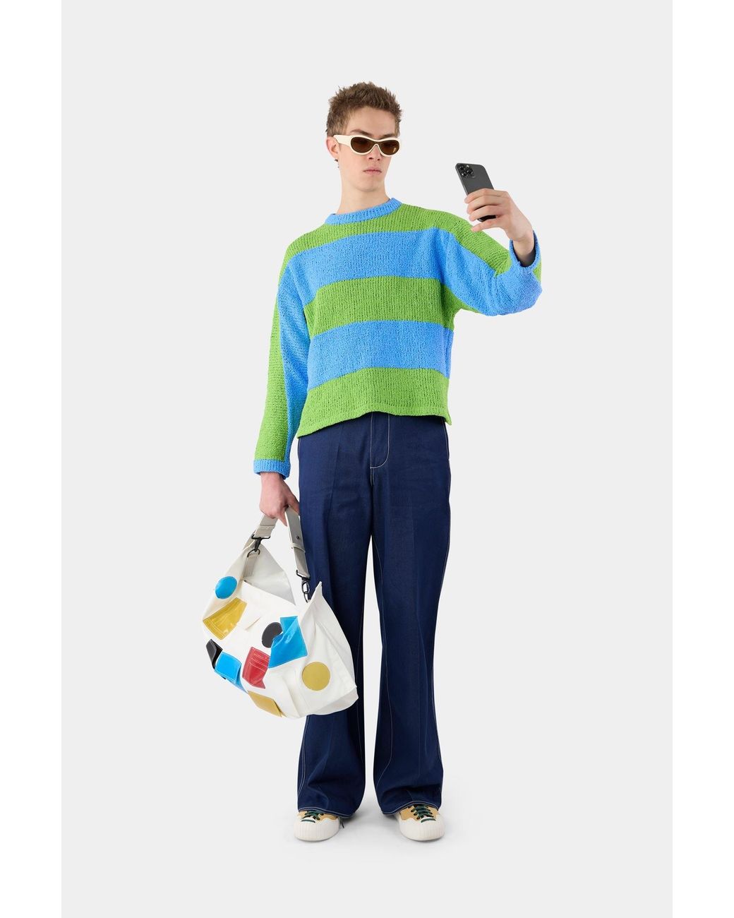 Sunnei Knitted Jumper / Azure & Green in Blue | Lyst