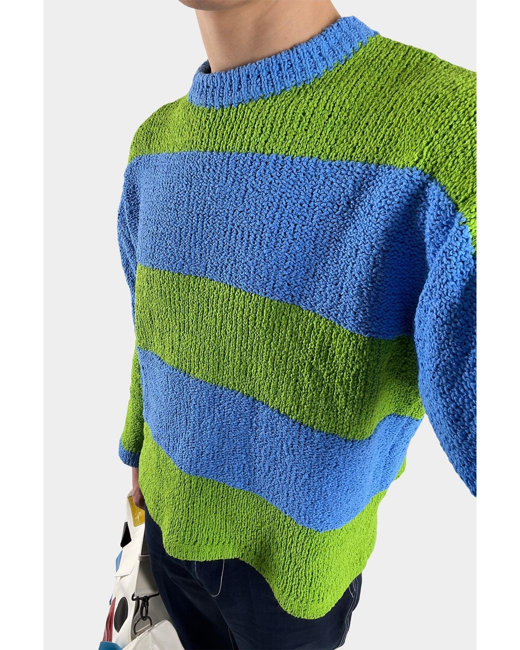 Sunnei Knitted Jumper / Azure & Green in Blue | Lyst