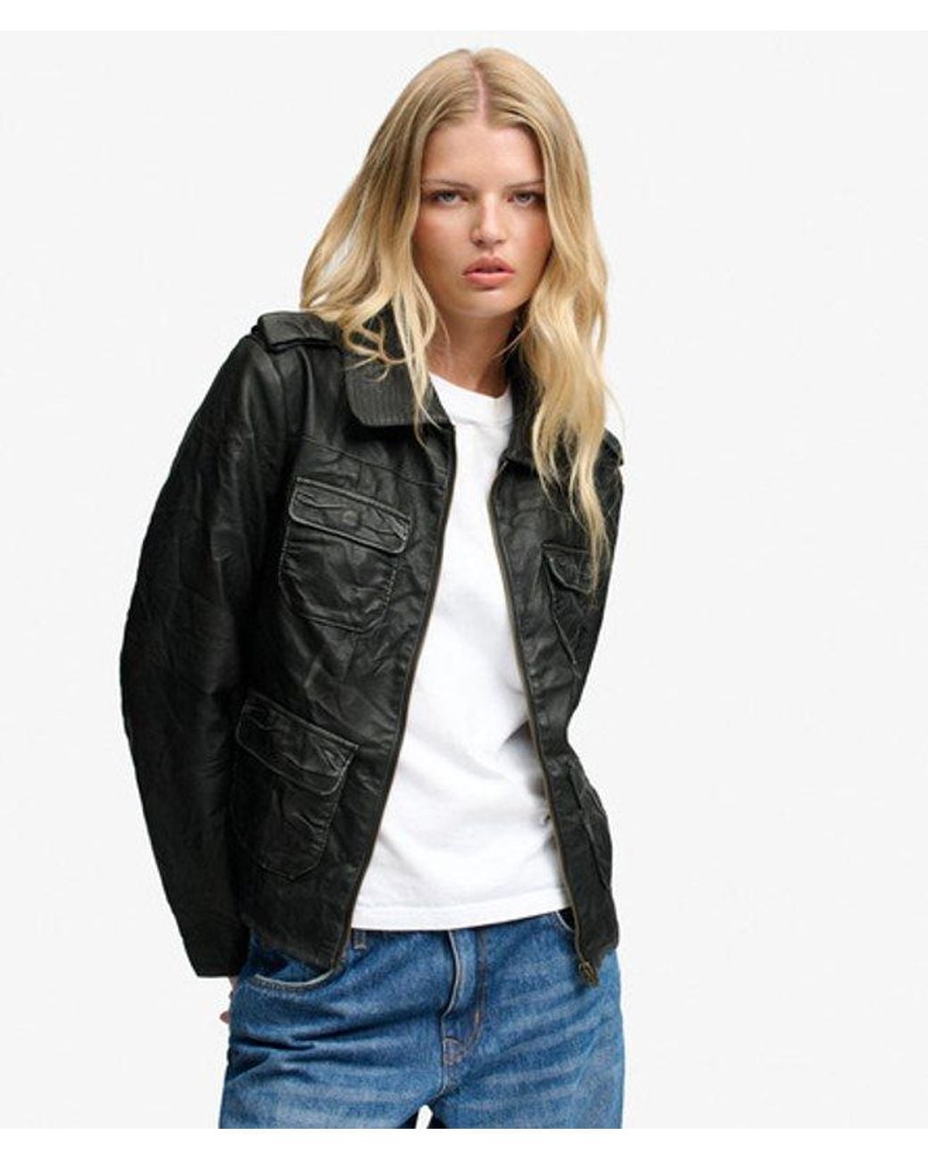 Superdry Black Angelina Faux Leather Jacket