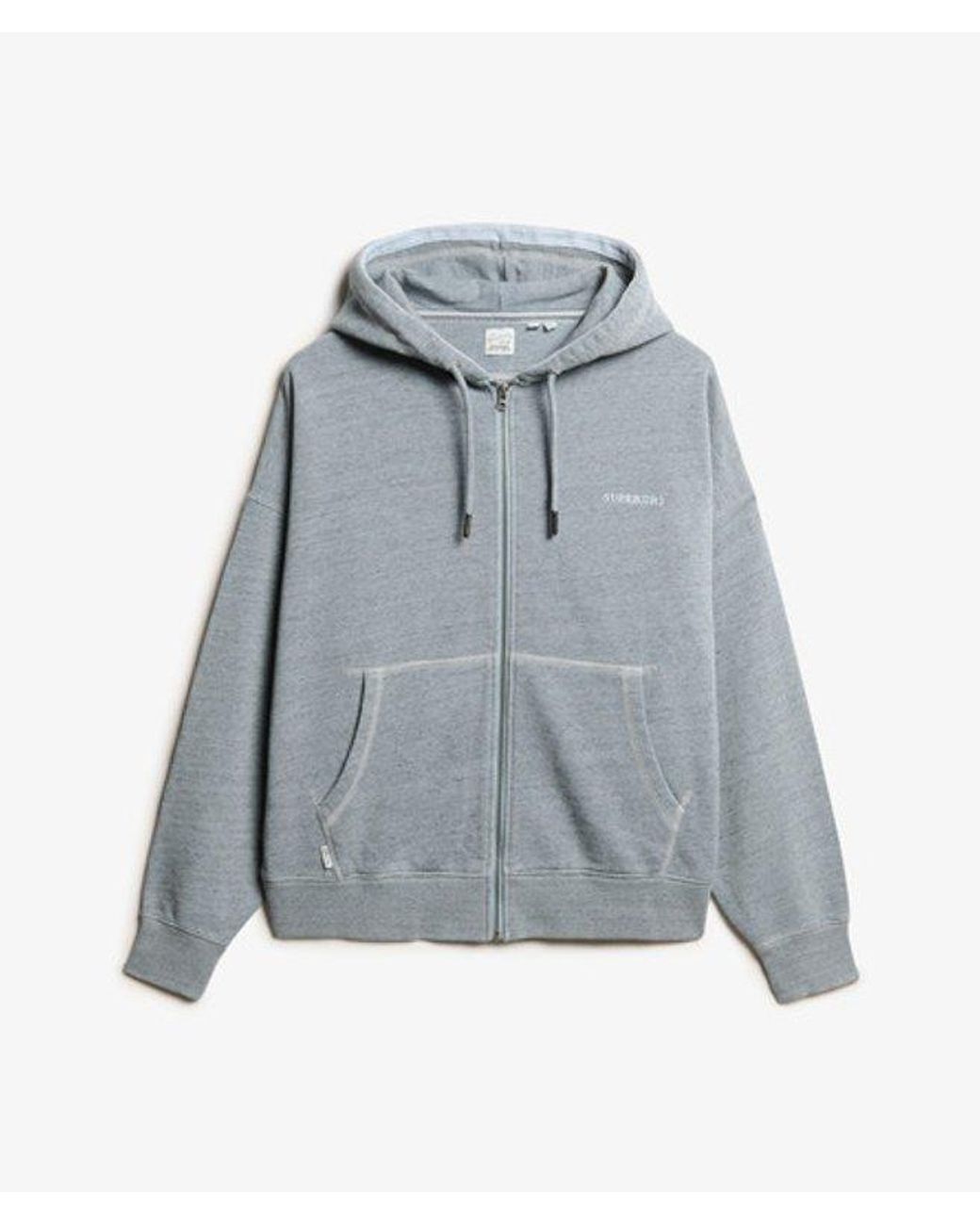 Superdry Gray Essential Logo Overdyed Zip Hoodie