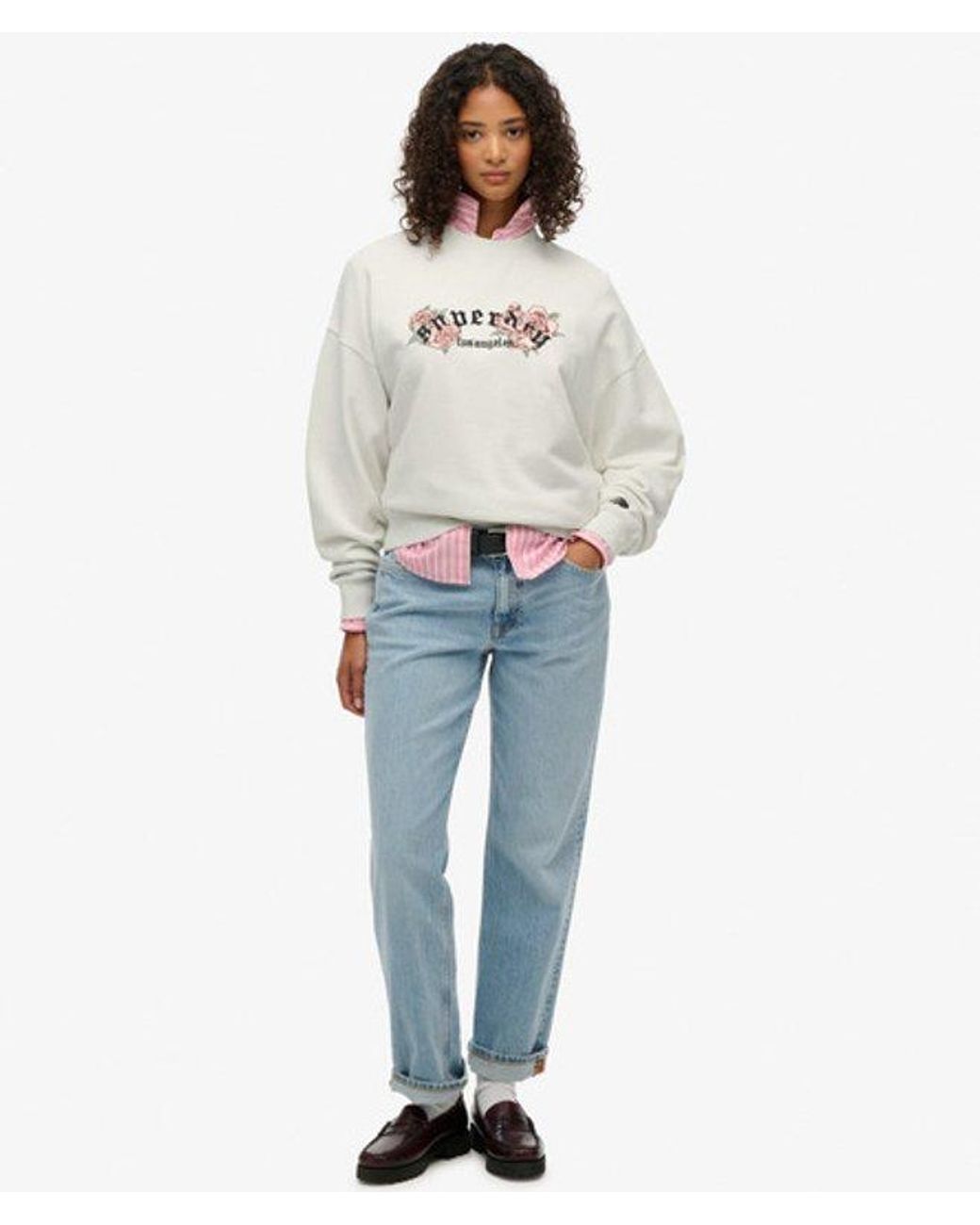Superdry Gray & Co Night Garden Oversized Crew Sweatshirt