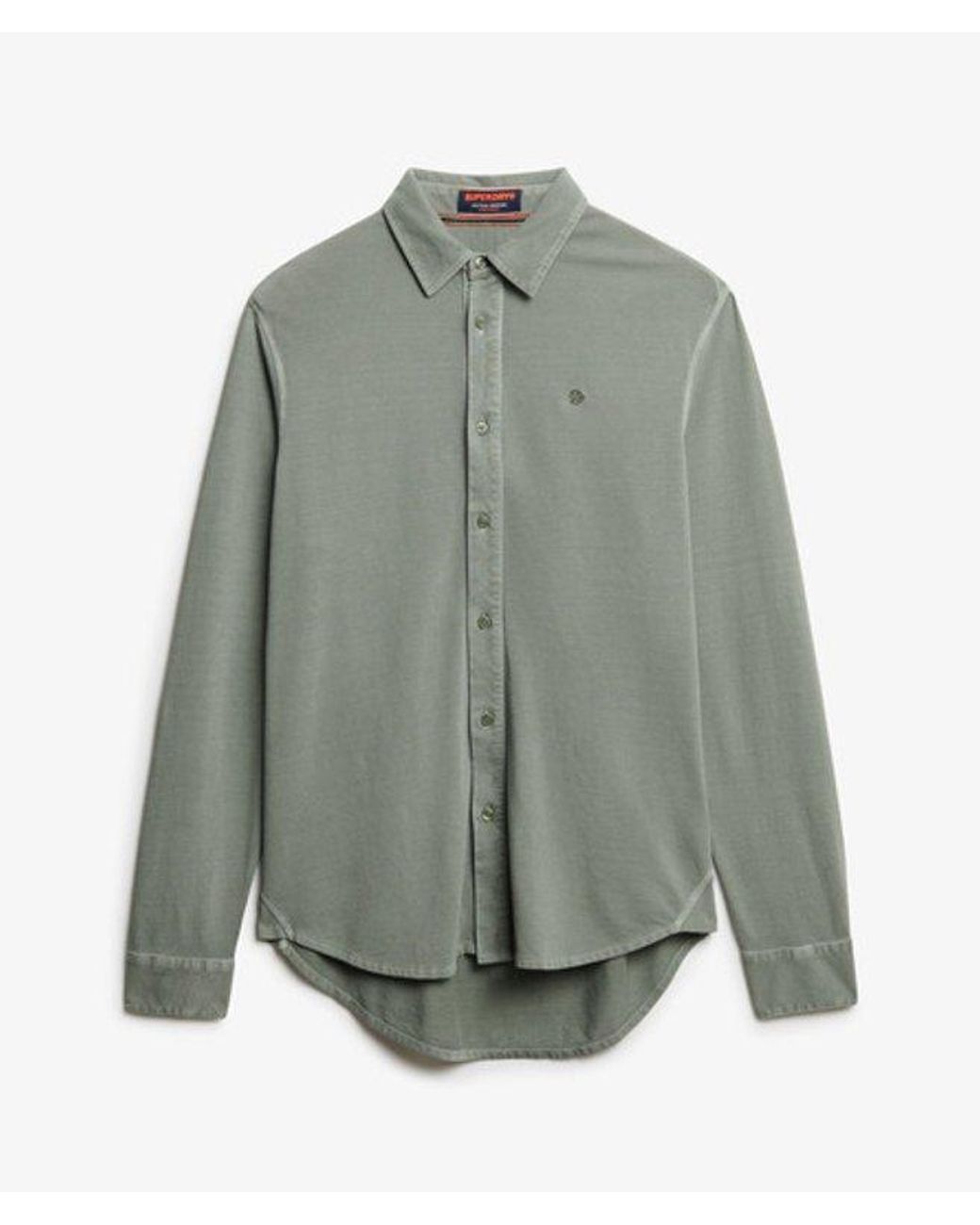 Superdry Green & Co Vintage Destroy Pique Long Sleeve Shirt for men