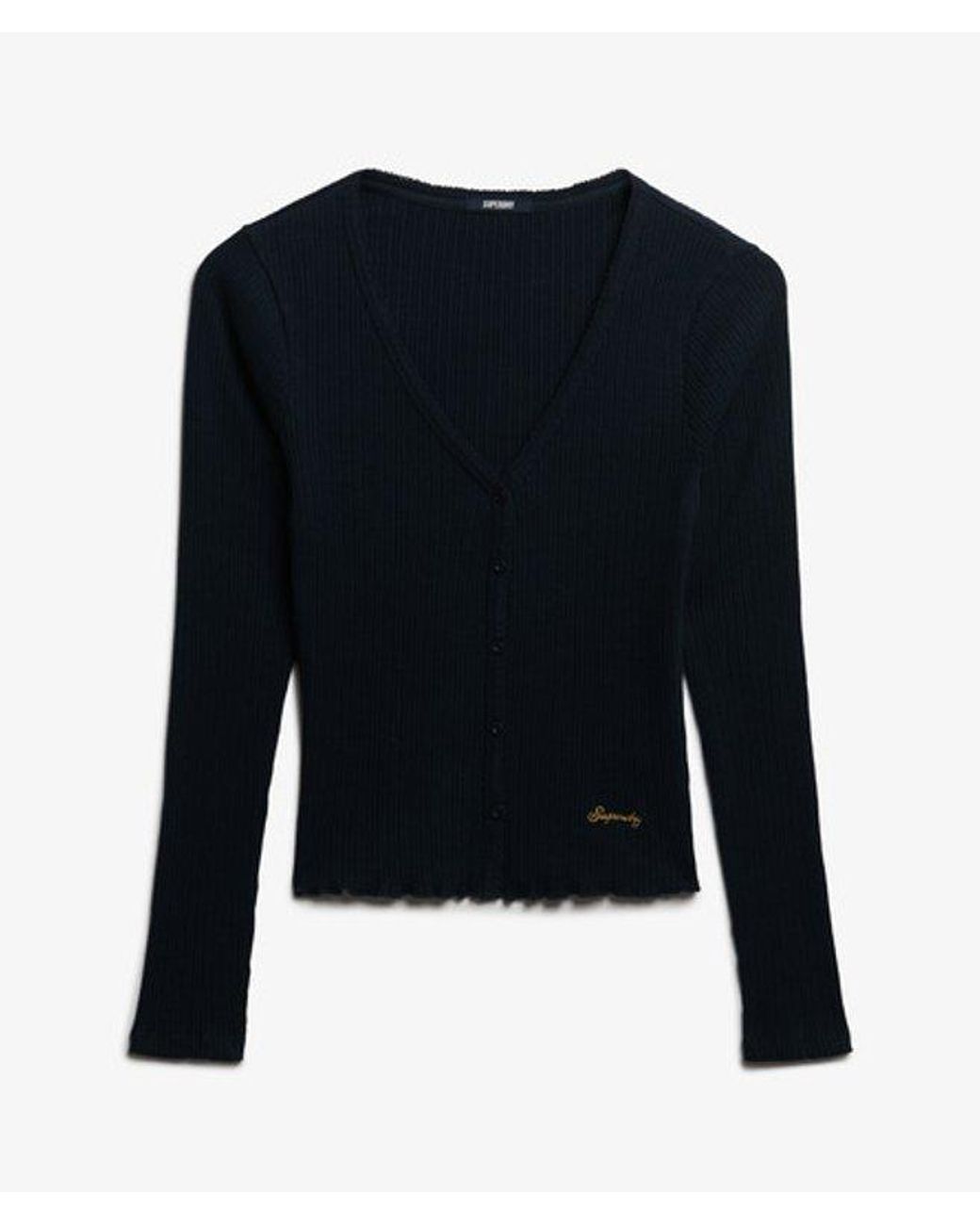 Superdry Blue & Co Essential Button Through Long Sleeve Top