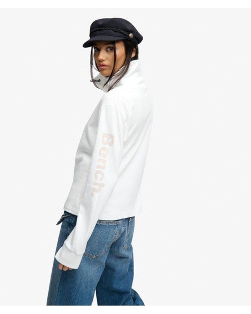 Superdry Bench Funnel Track Top in het White