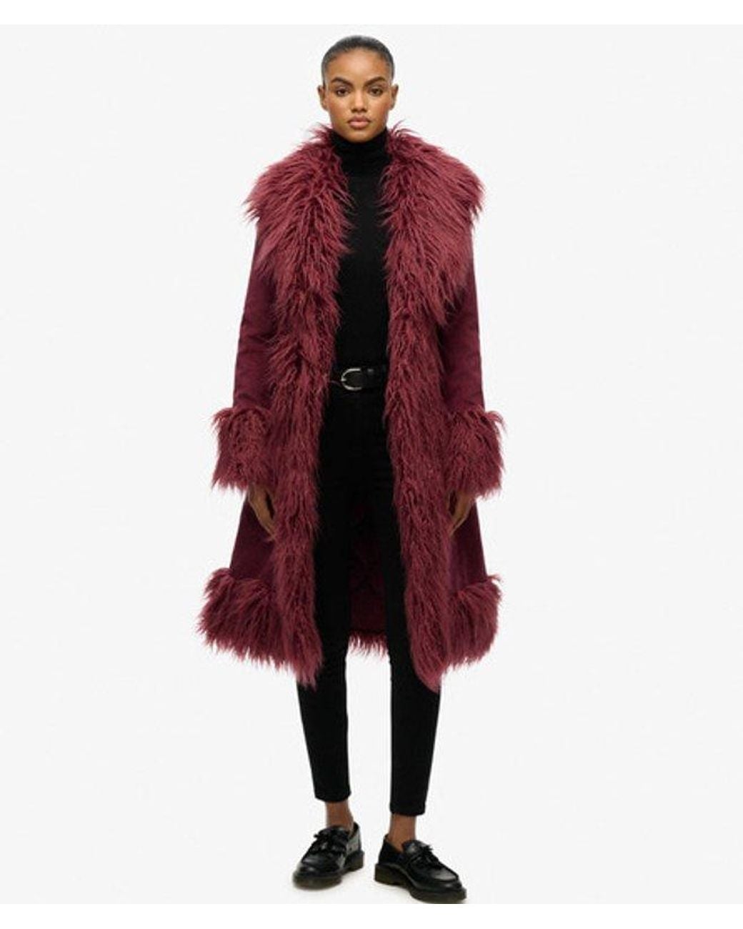 Superdry Red Long Afghan Coat