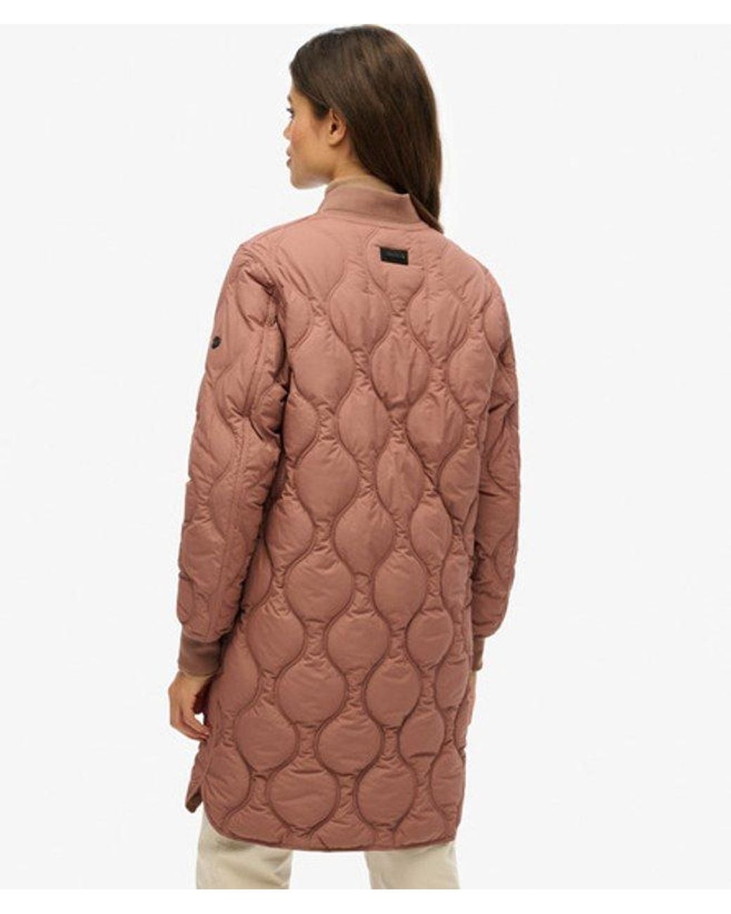 Superdry Brown Longline Quilted Liner Jacket