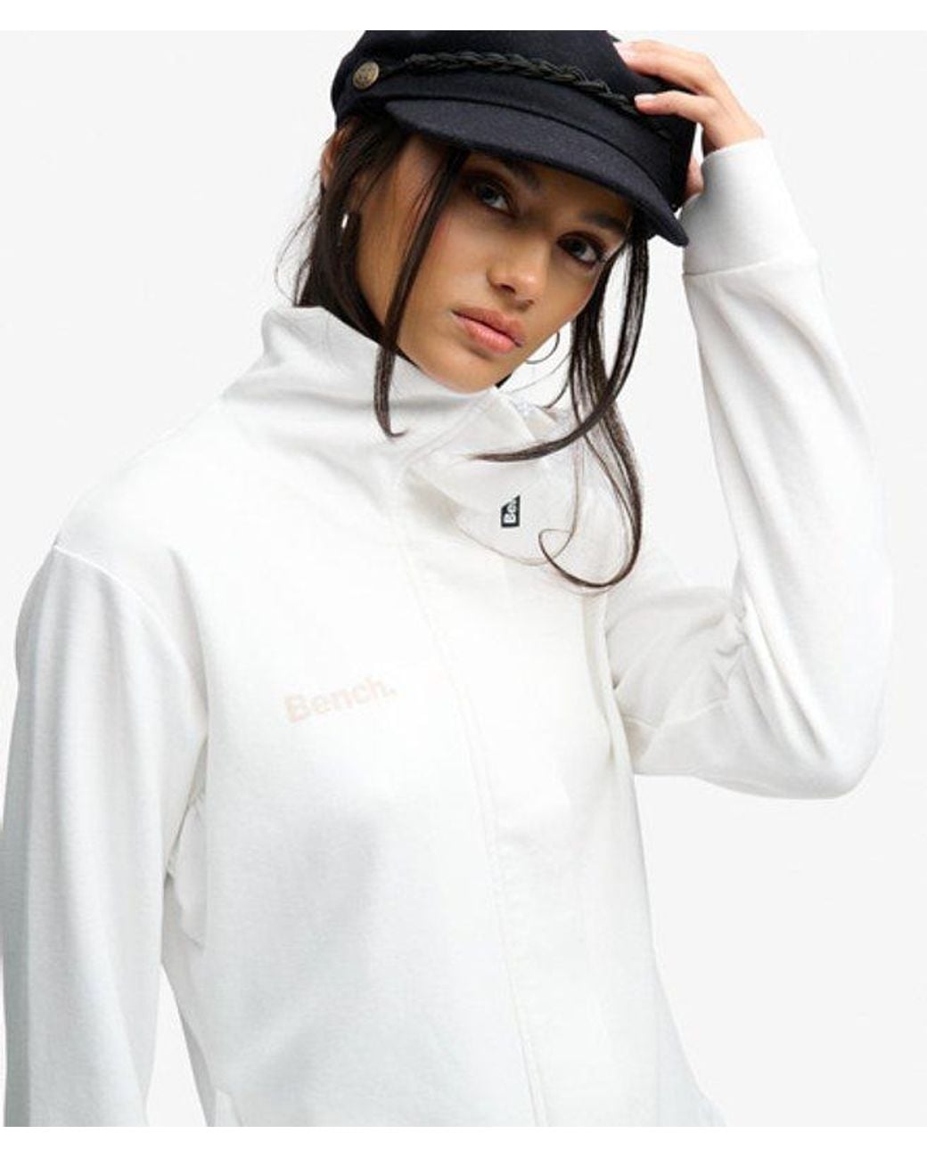 Superdry Bench Funnel Track Top in het White