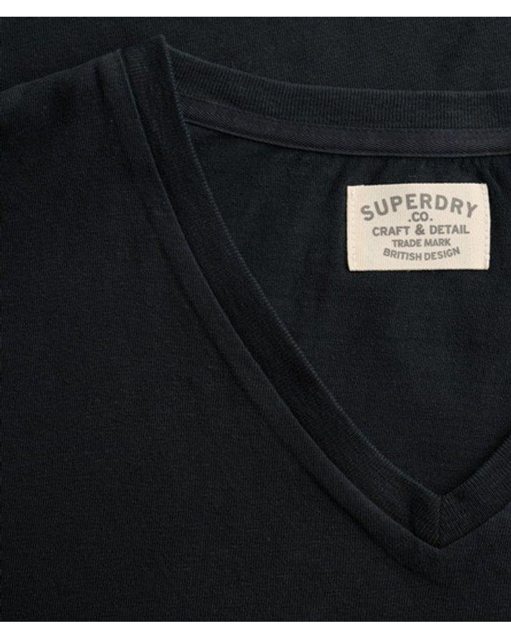 Superdry Black & Co Classic Cotton Linen V-neckline T-shirt for men