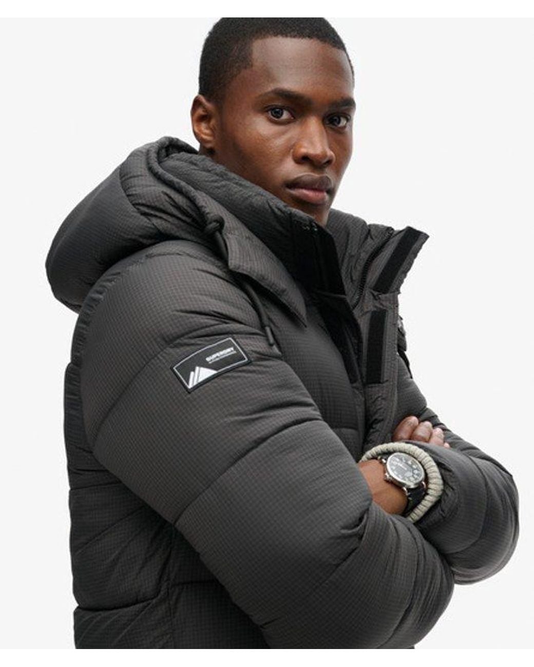 Superdry Black & Co Ripstop Long Puffer Coat for men