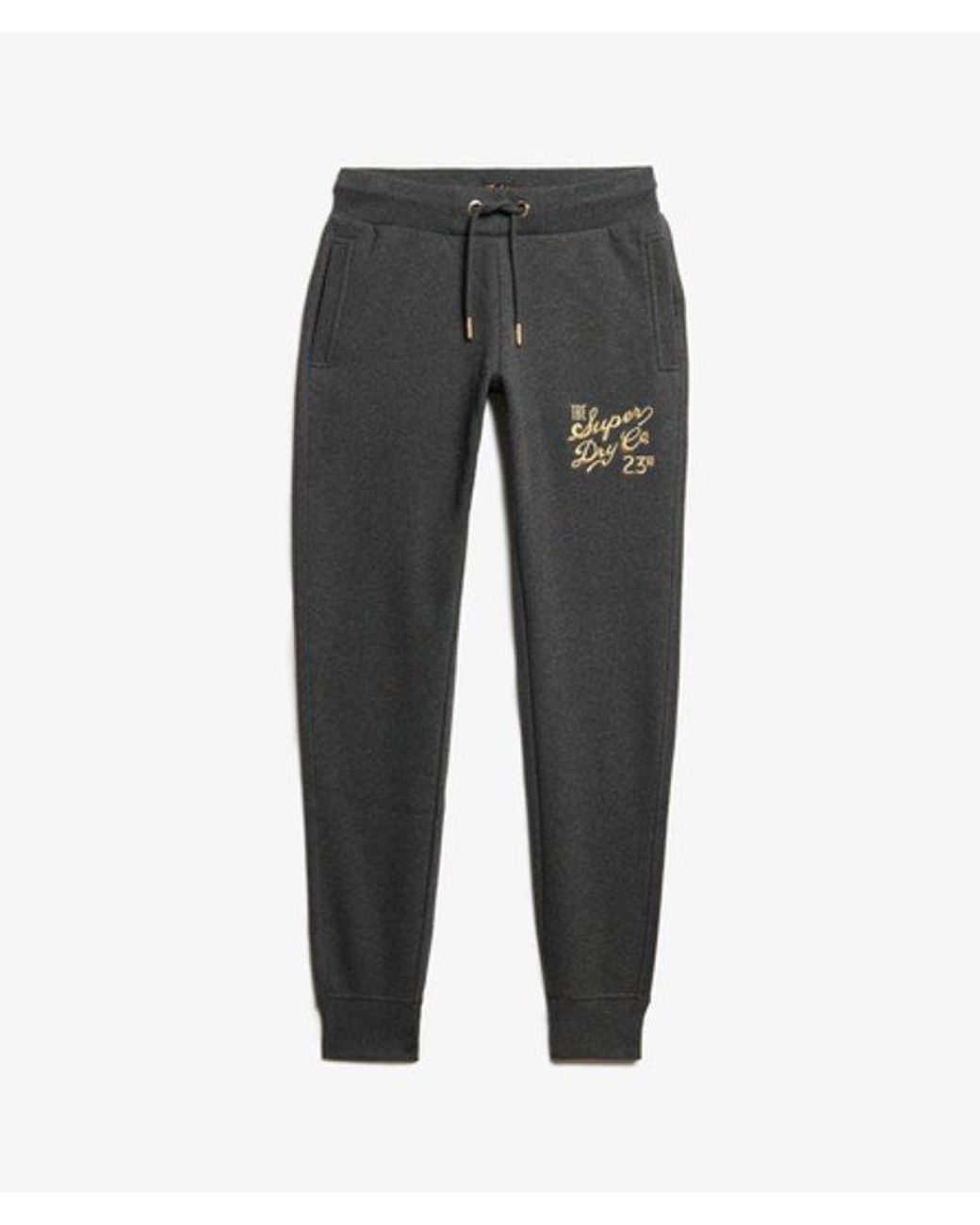 Superdry White Luxe Metallic Logo Slim Joggers