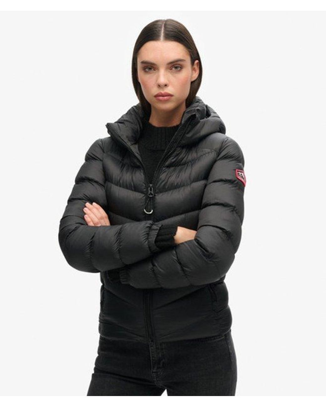 Superdry Black & Co Slim Fit Embroidered Logo Hooded Fuji Padded Jacket