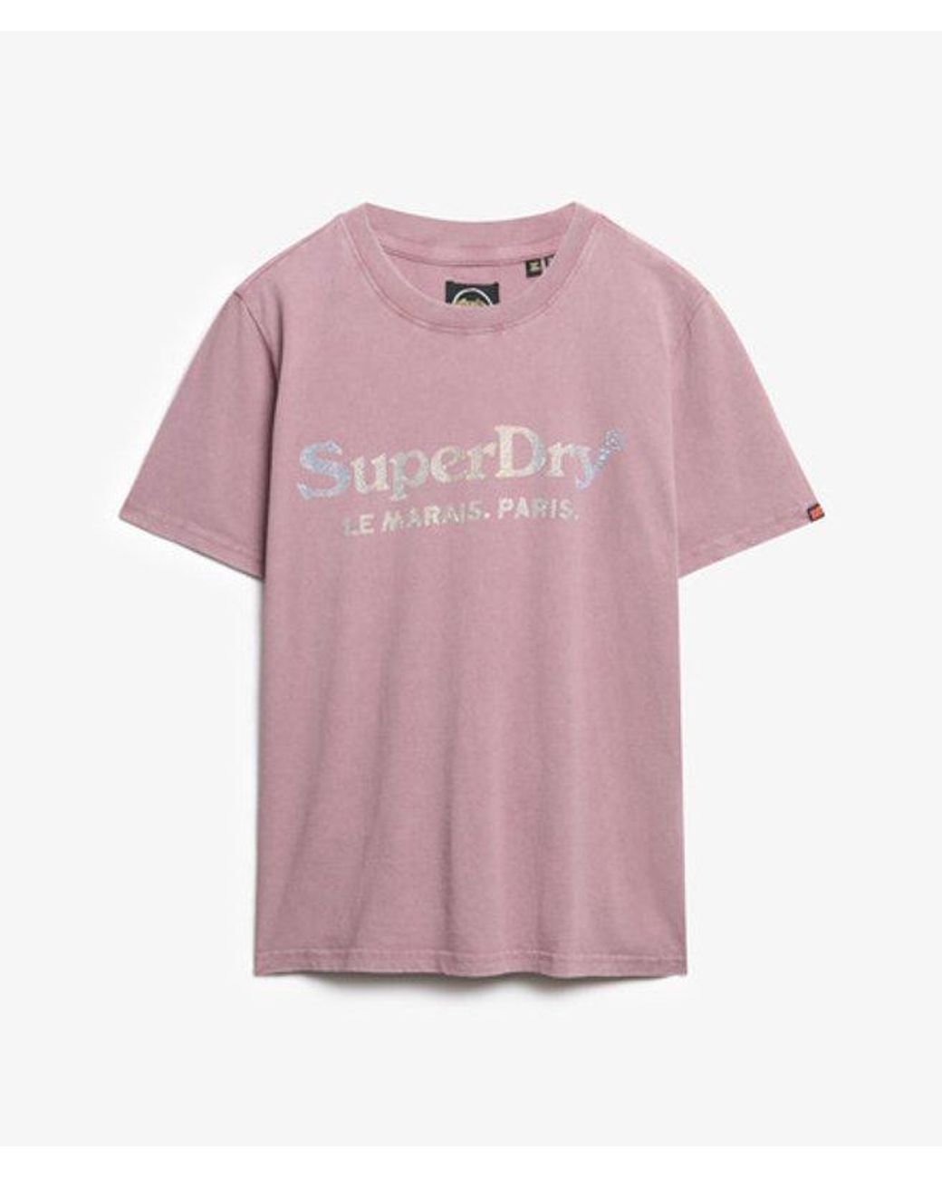 Superdry Pink & Co Venue Metallic Relaxed T-shirt