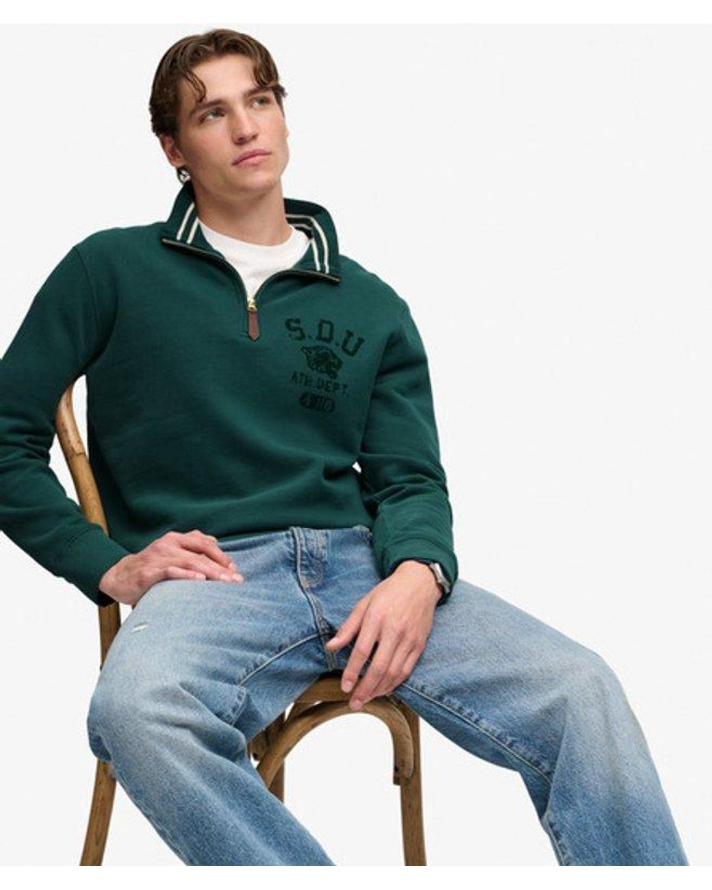Superdry Green & Co Tonal Half Zip Sweatshirt for men