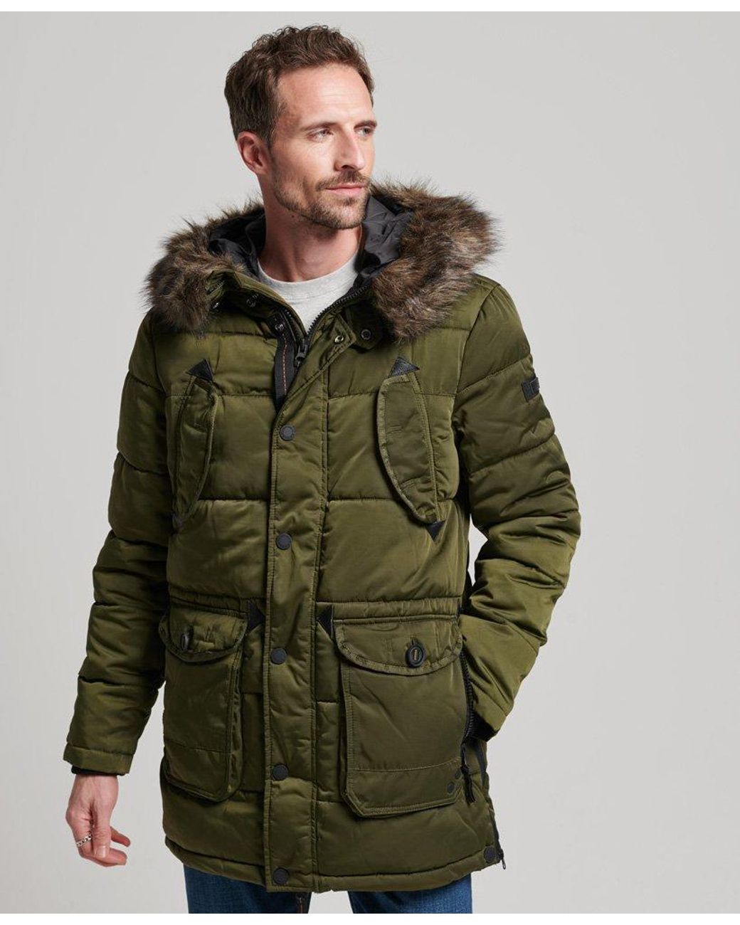 Superdry Chinook Parka Coat Khaki in Green for Men | Lyst